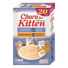 INABA Churu Cat Kitten 20x14g tuno ir vištienos kreminis skanėstas kačiukams