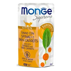 Monge Cat Supreme Pouch Kitten Tuna Flakes with Spinach and Baby Carrots 80 g