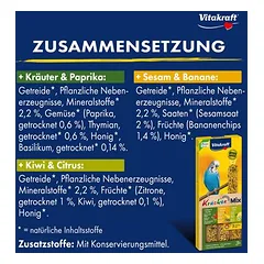 Vitakraft krekeriai bangotosioms papūgėlėms Trio-Mix, 2 x 3 lazdelės: kiaušinis/abrikosas/medus — 3 nuotrauka
