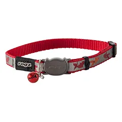 ROGZ Reflecto antkaklis katei raudonas su žuvytėm 11mm 20-31cm