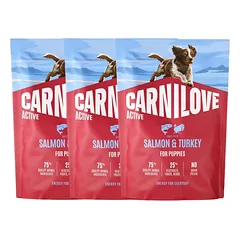 CARNILOVE Active Dog Salmon & Turkey Puppies 3x1,5 kg lašiša ir kalakutas, augantiems šuniukams