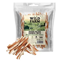 WILD FARM sumuštinis su vištiena ir menke 500g skanėstai šunims