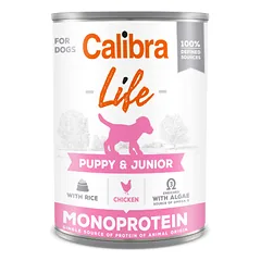 CALIBRA Dog Life can Puppy & Junior Chicken & rice konservai jauniems šunims su vištiena ir ryžiais, 400 g