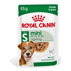 ROYAL CANIN Mini ageing 8+ drėgnas maistas padaže suaugusiems vyresniems nei 8 metų amžiaus mažų veislių šunims 12x85 g