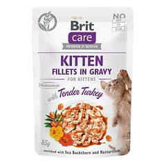 Brit Care Fillets In Gravy Turkey konservai katėms su kalakutiena, 85 g