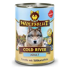 WOLFSBLUT Cold River su upėtakiu ir lašiša konservai suaugusiems šunims, 395 g nuotrauka