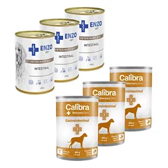 Calibra Veterinary Diets Dog Gastrointestinal 3x400g + ENZO VET Žarnyno dieta šunims su ėriena 3x400g