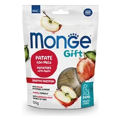 Monge Gift Sensitive Digestion Fruit Chips Potatoes With Apple be grūdų gardumėlis suaugusiems šunims su jautriu virškinimu, 150 g