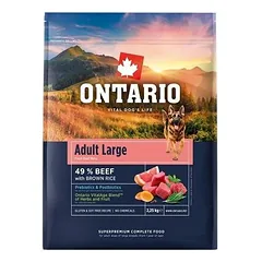 Ontario Adult Large su jautiena ir rudaisiais ryžiais, sausas maistas šunims 2,25 kg