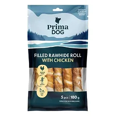 PrimaDog įdarytas odos suktinis su vištiena 13 cm, 5 vnt – 180 g