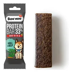 Bow Wow Protein Bar su kriliu ir jūros dumbliais batonėlis šunims, 33% baltymų nuotrauka