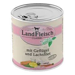 LandFleisch konservai šunims su paukštiena ir lašiša, 800 g