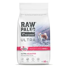 RAW PALEO Ultra sausas maistas vidutinių ir didelių veislių suaugusiems šunims su kiauliena 10 kg