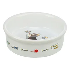 TRIXIE Dubenėlis, katė su pele, keramika, 0.2 l, 12 cm, baltas (pak.4)