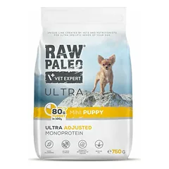 RAW Paleo Ultra Mini Puppy Turkey be grūdų sausas maistas mažų veislių šuniukams su kalakutiena, 750 g