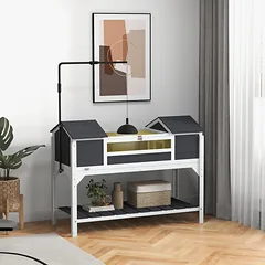 Vėžlių aptvaras su 2 slėptuvėmis ir reguliuojamu lempos laikikliu, 122 × 56,5 × 93 cm — 2 nuotrauka