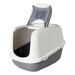 Uždara kačių tualeto dėžė „Nestor“ su durelėmis ir filtru pilkos spalvos — 2 nuotrauka