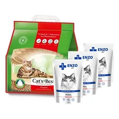 JRS Cats Best Eko Plus 20l / 8,6kg + ENZO VET Renal su jautiena želė katėms 3x100g