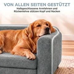 Sofa-guolis dideliems šunims iki 35 kg, su atlošu ir išimama 6 cm pagalve, 101x66x34,5 cm, pilka — 5 nuotrauka