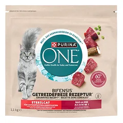 PURINA ONE Bifensis Sterilcat suaugusių kačių maistas, turtingas jautiena 1,1 kg