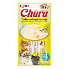 INABA Churu Chicken with cheese & beef 4x14g su vištiena, sūriu ir jautiena katėms