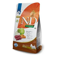 Farmina N&D Dog Grain Free Adult S begrūdis sausas maistas mažų veislių suaugusiems šunims su elnienos mėsa ir moliūgu, 2 kg