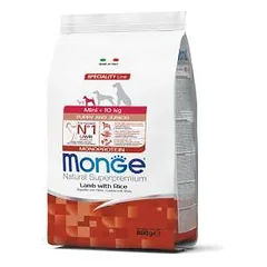 Monge Mini Puppy and Junior Monoprotein su ėriena ir ryžiais, sausas maistas šuniukams 0,8 kg parduotuvėje petreon.lt