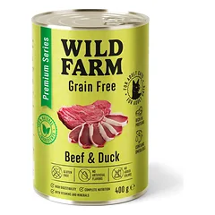WILD FARM Premium Grain Free Beef and Duck 400g - kačių maistas be grūdų