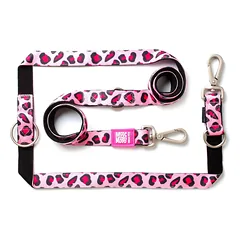 Max&Molly Multi-Leash Leopard - Reguliuojamas šuns pavadėlis, gepardo raštas, 200 cm, Różowe / XS — 2 nuotrauka