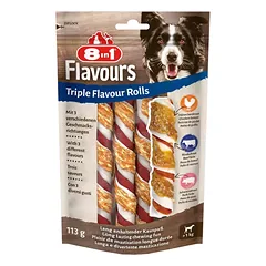 8in1 Triple Flavour Rolls kramtomosios lazdelės, skanėstai šunims, 80 - 124 g parduotuvėje mumbo.lt