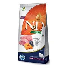 Farmina N&D Grain Free Adult Giant Jautiena, Moliūgas, Mėlynės be grūdų sausas maistas suaugusiems milžiniškų veislių šunims su jautiena, moliūgu ir mėlynėmis, 12 kg