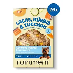 Nutriment šviežias meniu su lašiša, moliūgu ir cukinija – šaldytas maistas šunims, 45 x 400 g — 2 nuotrauka