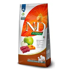 Farmina N&D Medium/Maxi su moliūgu, elniena ir obuoliu, sausas maistas šunims parduotuvėje bikuva.lt