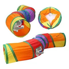 Zoomtopia Jouet Tunnel pliable 2 voies pour chat interactif 123cm