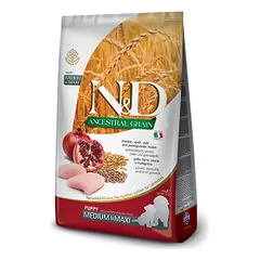 Farmina N&D Ancestral Grain Puppy Medium & Maxi Chicken & Pomegranate sausas maistas vidutinių ir didelių veislių šuniukams, 20 kg