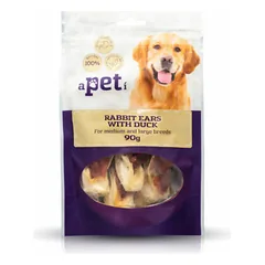 Apeti Dog Medium & Large Breeds triušio ausys su antiena, skanėstai šunims 90 g