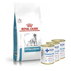 ROYAL CANIN Hypoallergenic DR21 14kg + 3x ENZO VET Hipoalerginė dieta su triušiena šunims 400g
