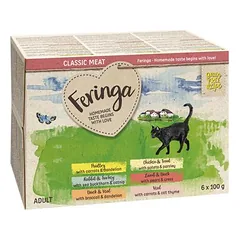 Feringa Classic Meat Menü lėkštutė, drėgnas maistas katėms, ekonominė pakuotė 48 x 100 g, Kaninchen & Truthahn — 3 nuotrauka