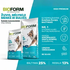 BIO FORM Premium Dog Adult Blue Fish & Potatoes CENNAMO sausas maistas šunims, 15 kg — 2 nuotrauka