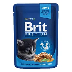 Brit Premium Chicken Chunks Kitten 100 g parduotuvėje alphazoo.lt