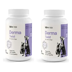  Lab-v Derma Twist - odos, kailio ir barjerinio sluoksnio palaikymas šunims ir katėms 2x60 susukamų kapsulių