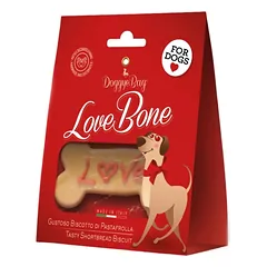 DoggyeBag LOVE BONE Sausainis-kaulas 10x4.8x1.2cm 30g (pak12) parduotuvėje petbaze.lt
