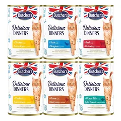 BUTCHER'S Delicious Dinners in Jelly 400g su vištiena, su elniena, su upėtakiu, su jūros žuvimi, su jautiena