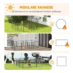 Šunų aptvaras iš 12 PawHut 80x80cm., juodos spalvos — 4 nuotrauka