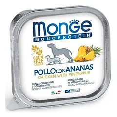 Monge Monoproteinic Fruits Pate Chicken With Pineapple šlapias maistas suaugusiems šunims, su vištiena ir ananasais, 150 g
