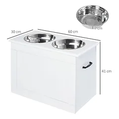 Dubenėliai su stovu PawHut 60x30x41cm., baltos/sidabrinės spalvos — 3 nuotrauka