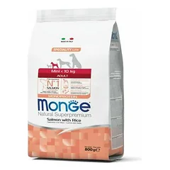Monge Mini Adult Monoprotein su lašiša ir ryžiais, sausas maistas šunims 0,8 kg
