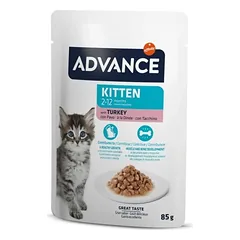 Advance Cat Wet Kitten Turkey visavertis drėgnas maistas kačiukams, nėščiosioms ir maitinančioms katėms su kalakutiena, 85 g
