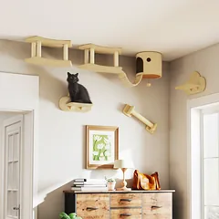 Kačių draskyklė smėlinis ir kreminis 54cm — 2 nuotrauka
