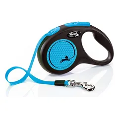 Flexi New Neon Tape pavadėlė šunims, 5 m, mėlyna, juosta, iki 25 kg